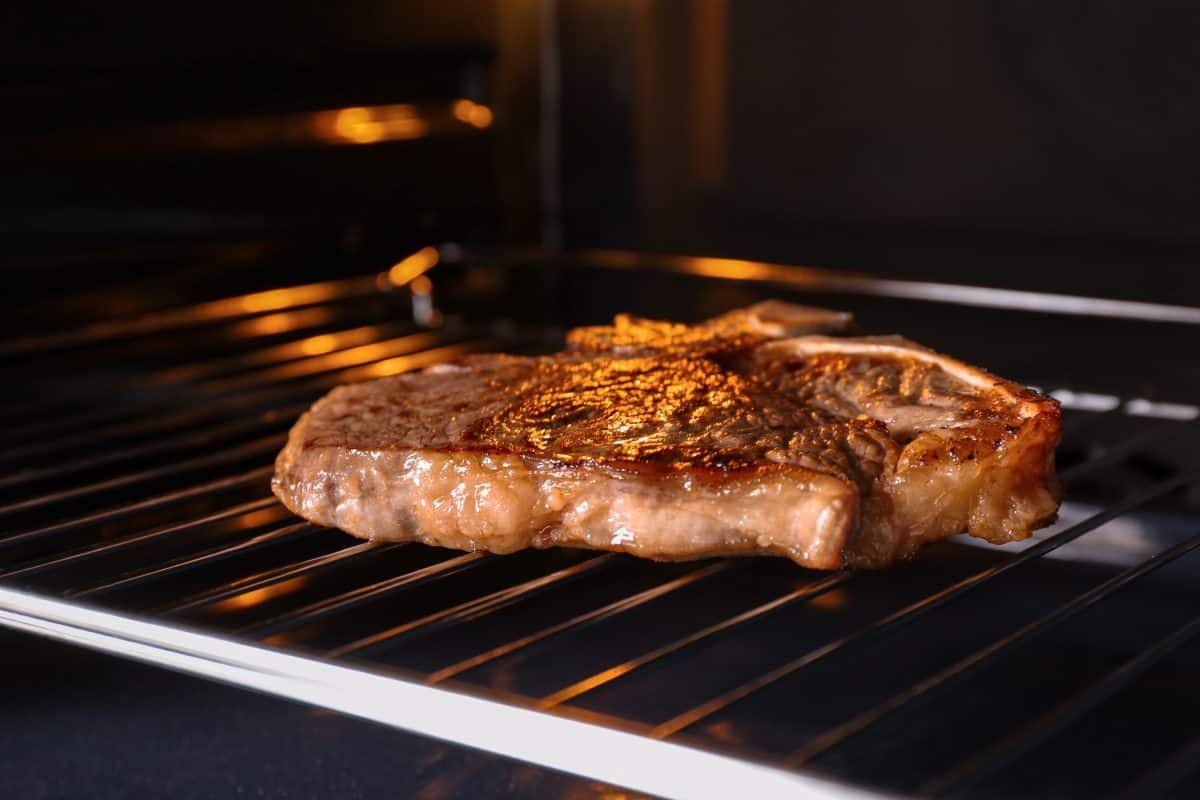 steak searing in an oven