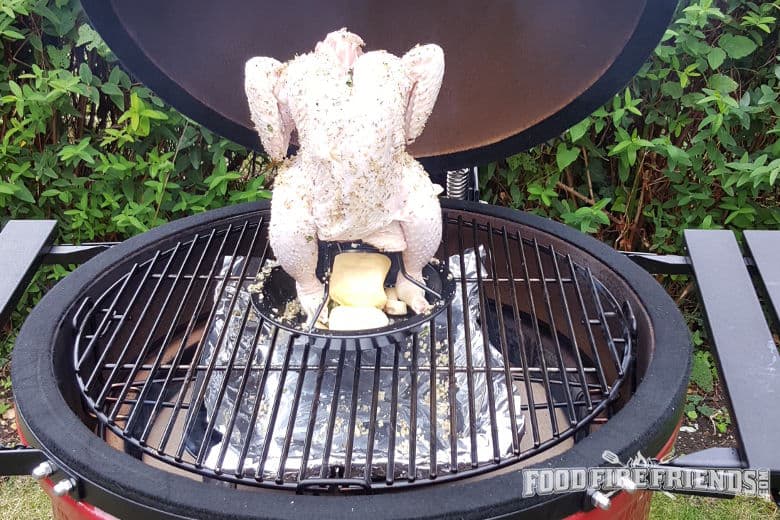 An alternative to beer can chicken: A vertical chicken holder