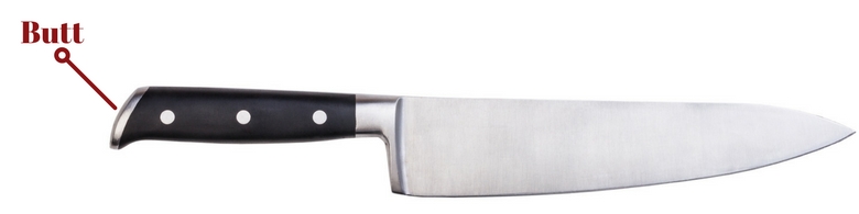 Image showing the butt area of a knife with text to show precise p.