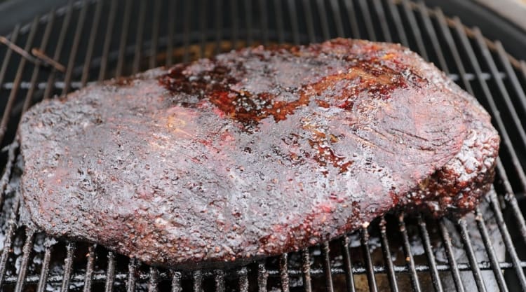 Brisket on a smoker.