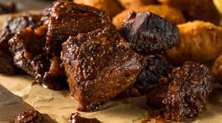 Close up of brisket burnt ends.