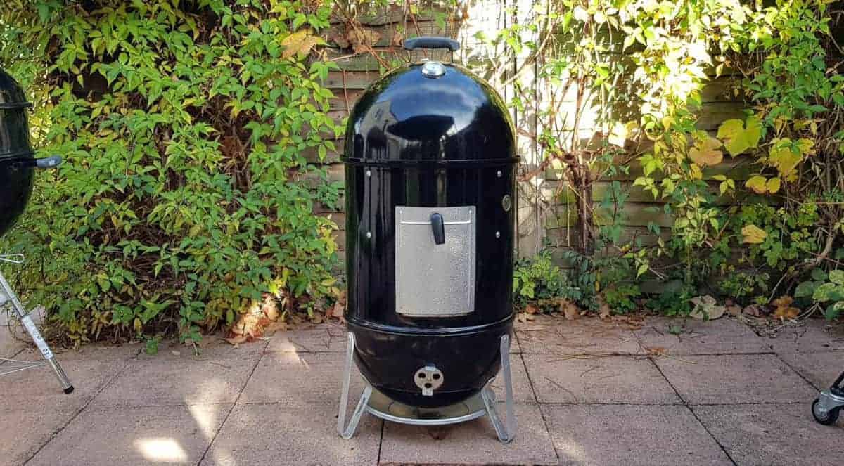 Close up of Weber Smoky Mountain bullet smo.