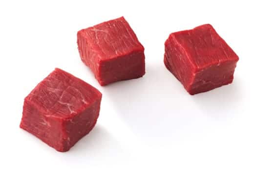 Kabob cut steak isolated on white