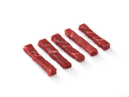 Strips of beef isolated on wh.