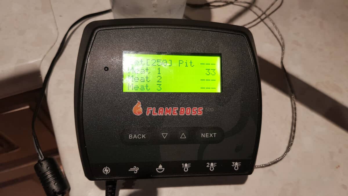 Temperature display of 33f with flame boss 500 probe in .