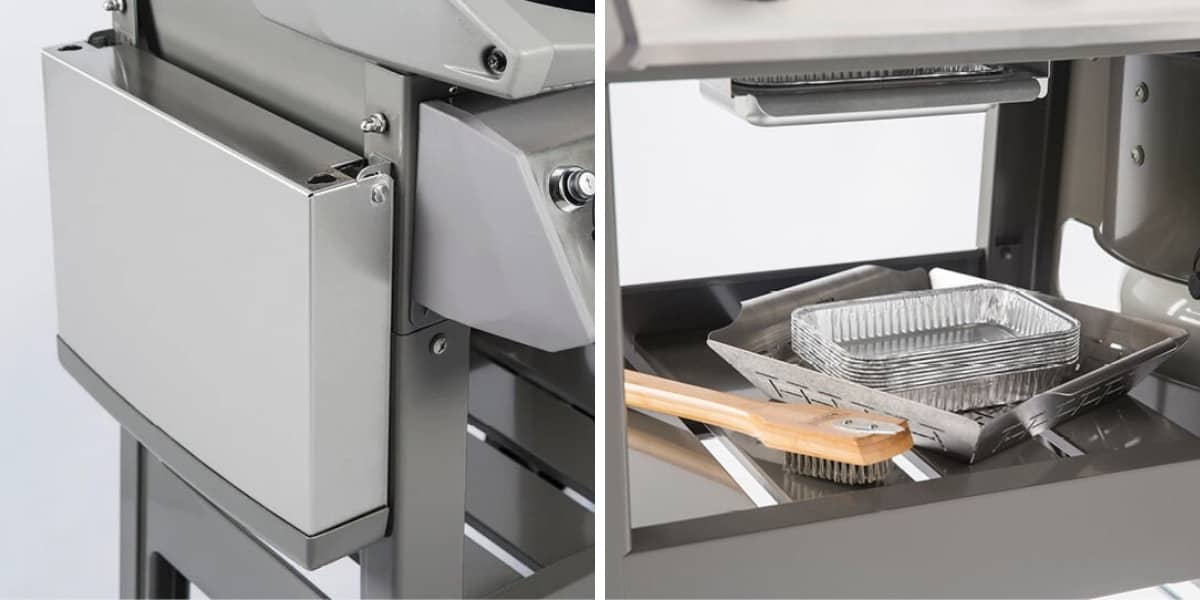  Weber spirit ii e-310 folding shelf and storage images side by s.