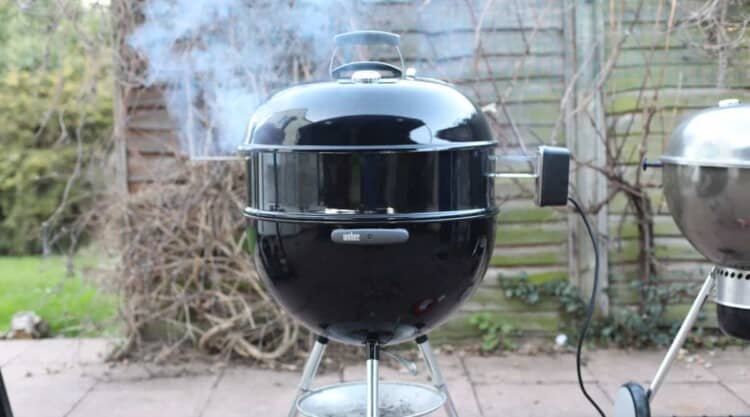 weber original kettle with rotisserie attachment.
