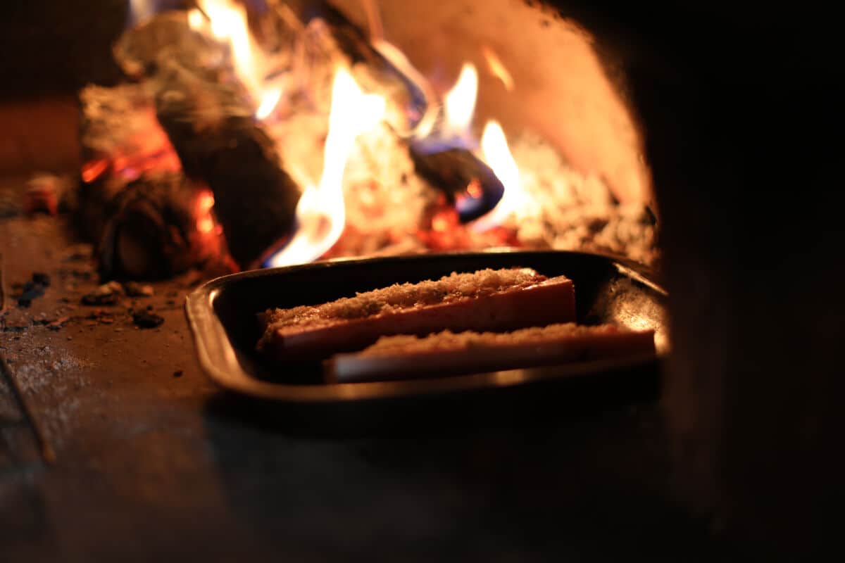 Two bone marrow canoes in a wfo with logs in flame