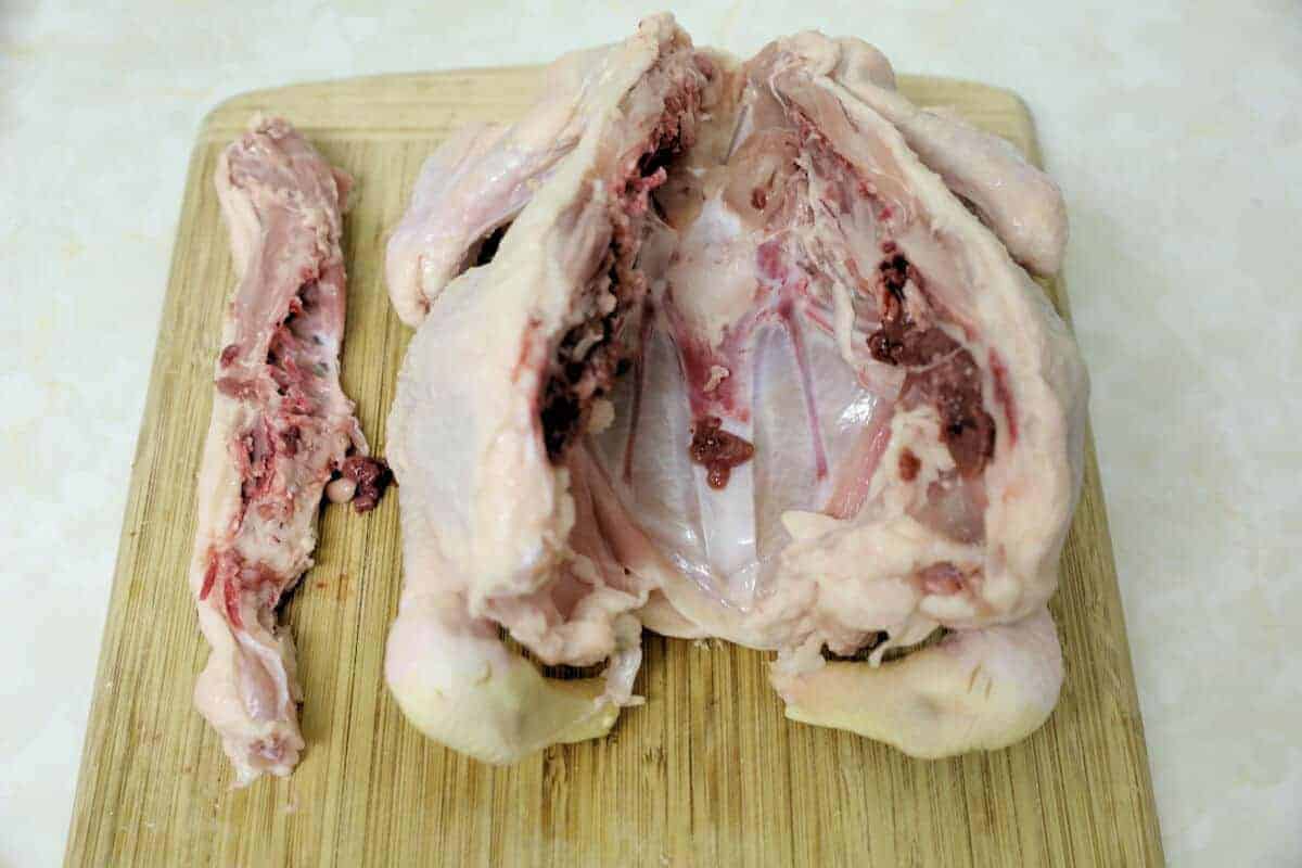 Chicken with backbone removed