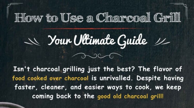 The top portion of a how-to use a charcoal grill infographic.