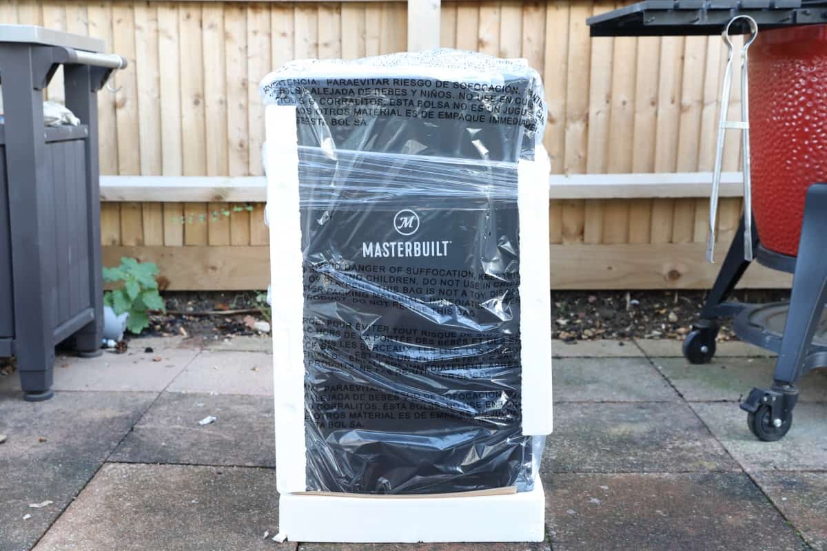 Masterbuilt 30 electric smoker unboxed but still in some packaging.