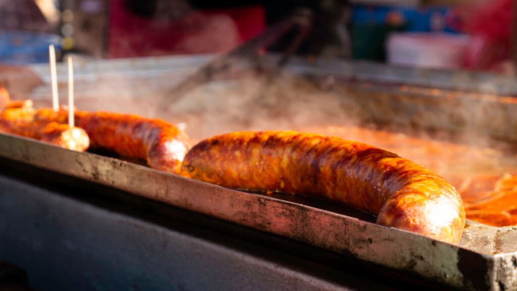 Sausages on a griddle