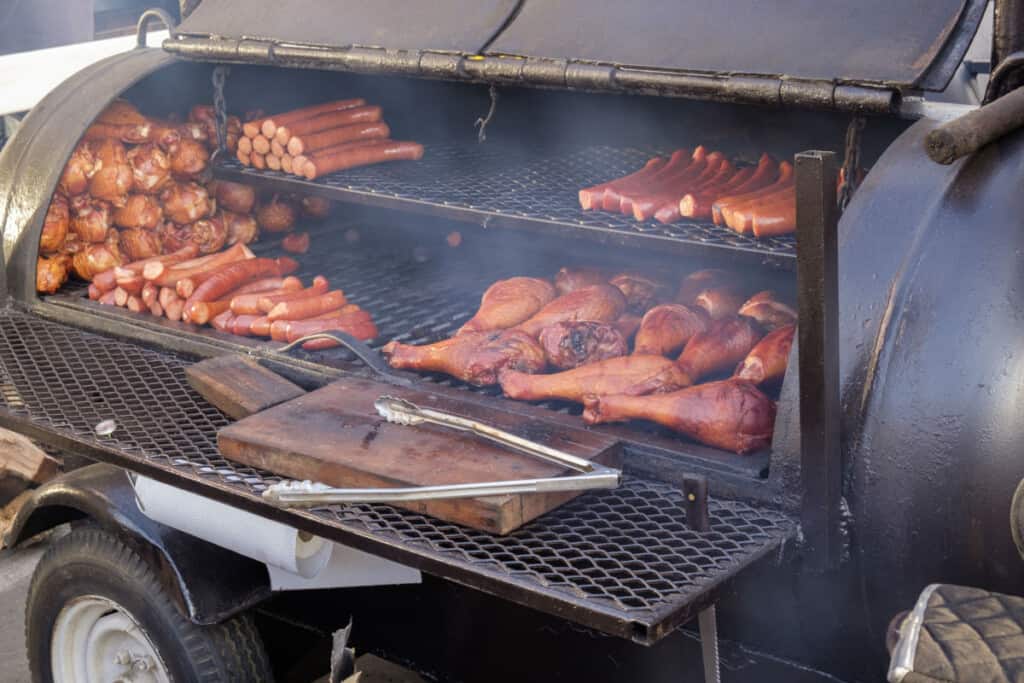 a large BBQ smoker loaded with me.