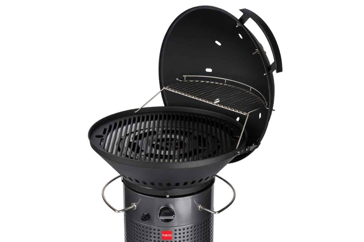 fuego pro isolated on white with lid open to see the grilling sp.