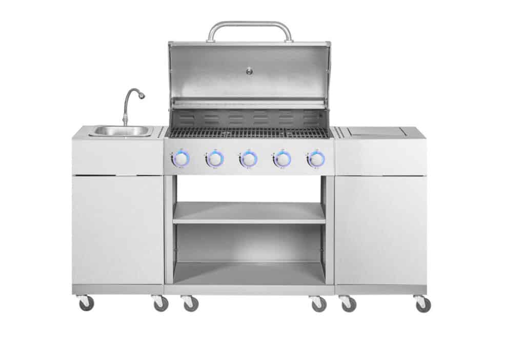 gas grill with sink isolated on wh.