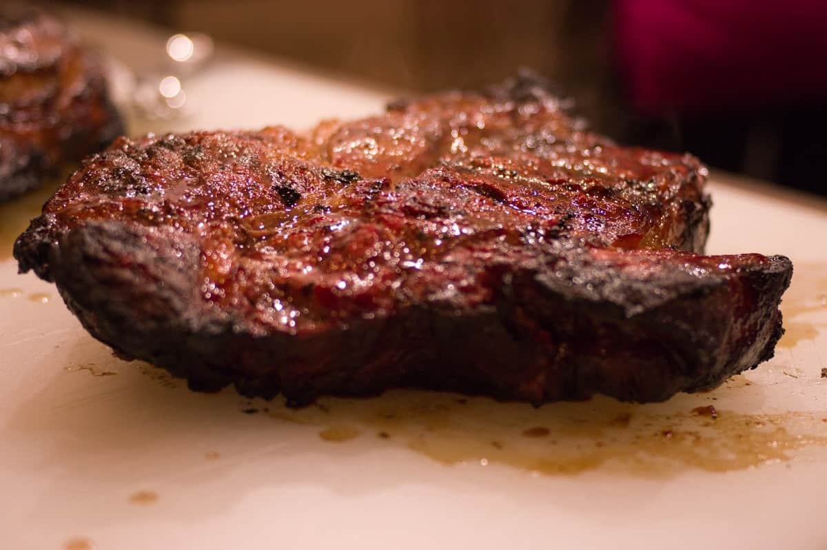 Close up of a grilled blade chuck steak