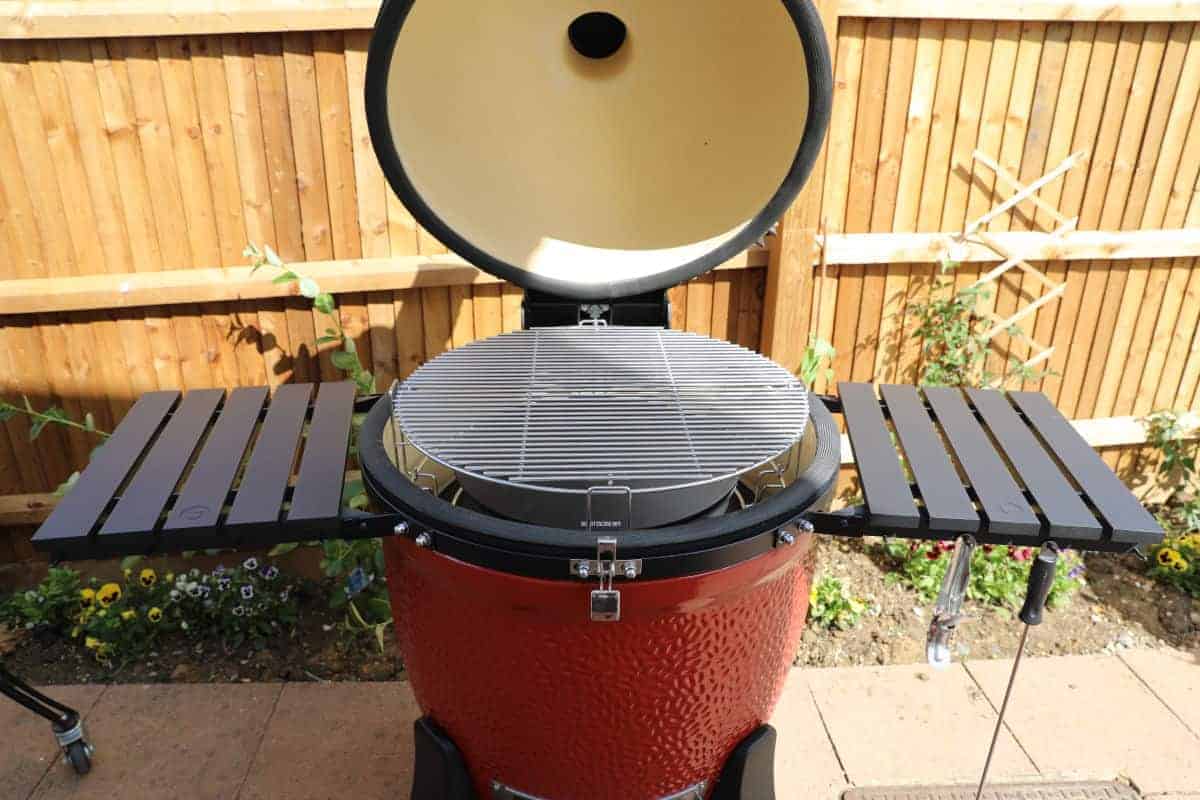 kamado Big Joe with lid open