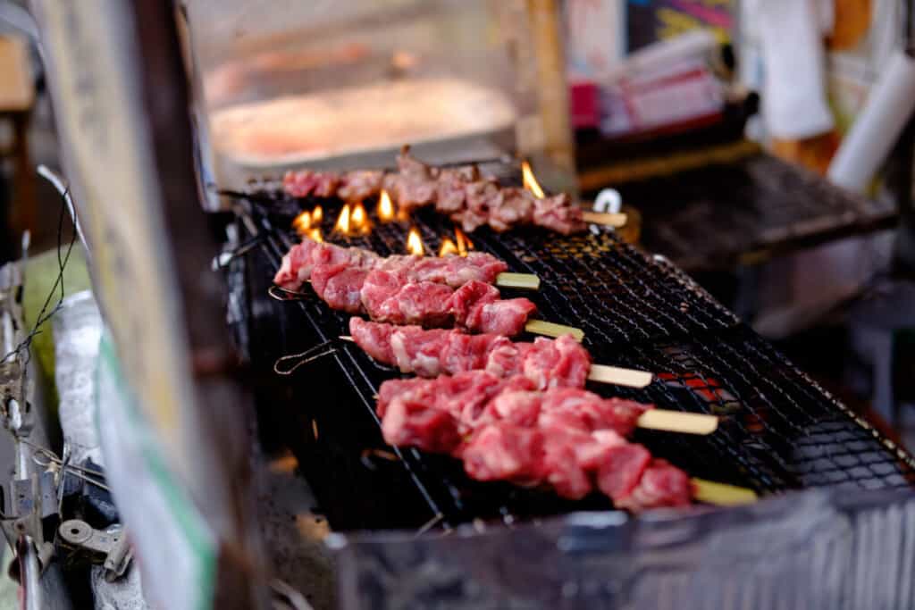 kebabs on a hibachi grill