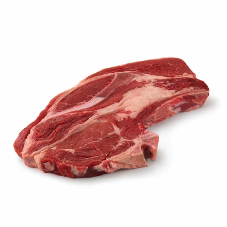 Raw Blade chuck steak isolated on white