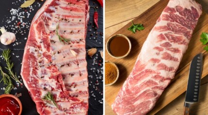 spare ribs vs St Louis ribs, one photo each, side by side.