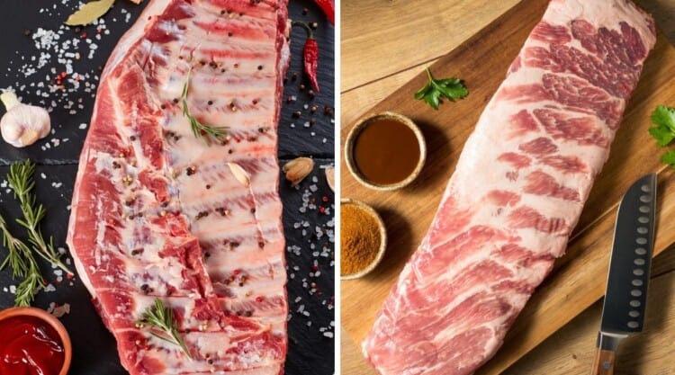 spare ribs vs st louis ribs, one photo each, side by side