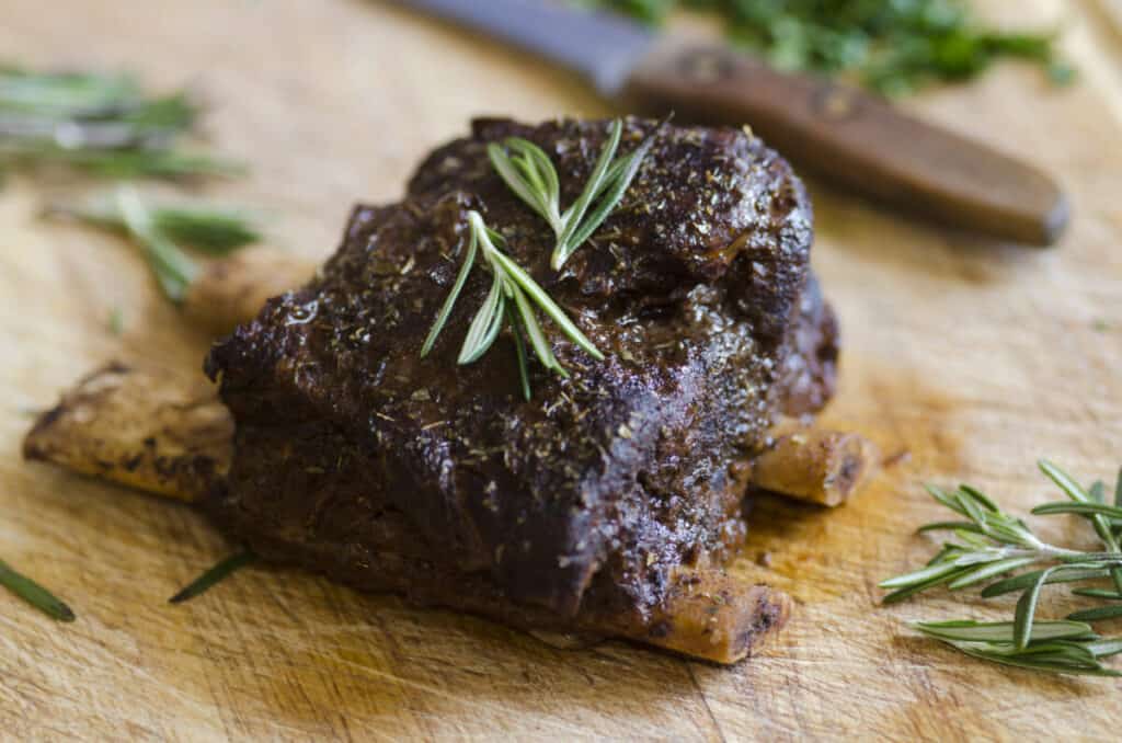 Smoked then braised beef short ribs