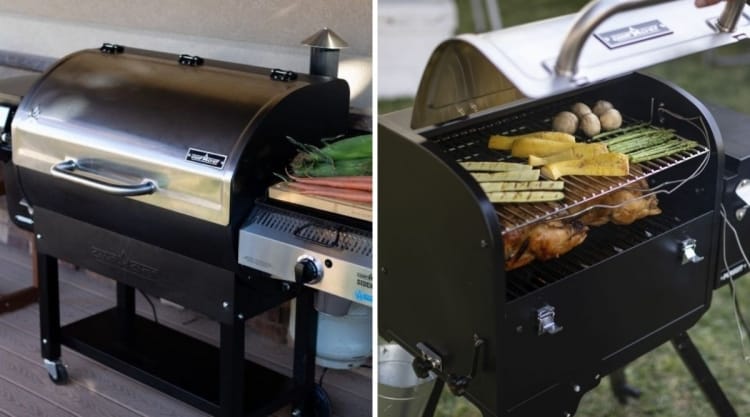 Two camp chef pellet grill photos side by side.