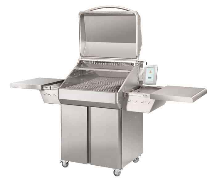 Memphis Grills Pro Cart ITC3 from the side with lid open.