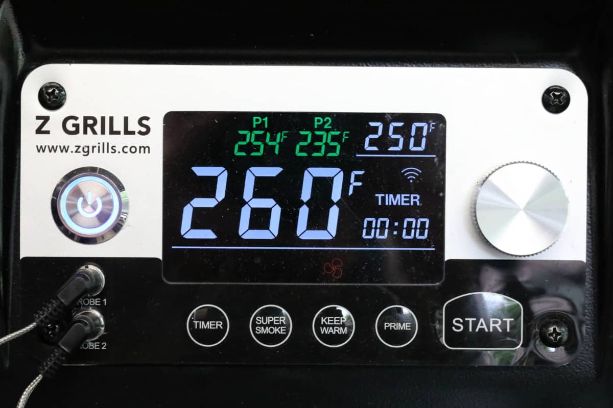 Close up of Z grills 11002b PID controller in use.