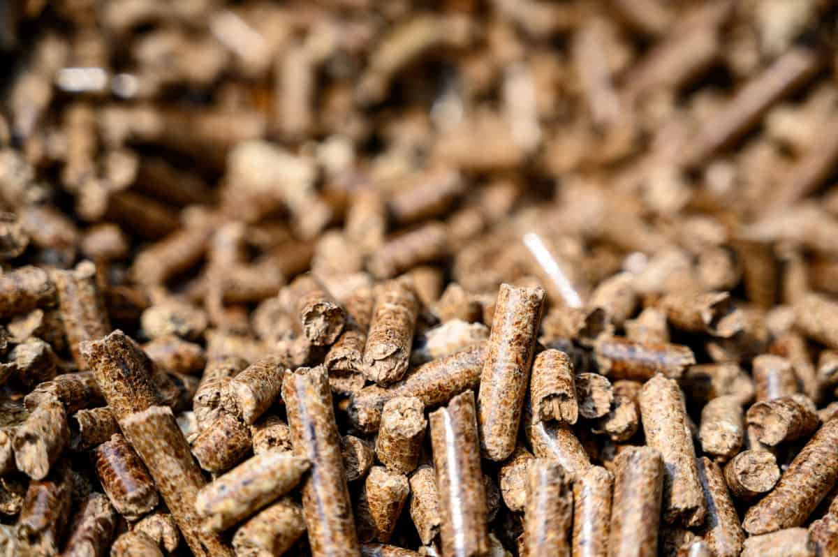 Close up of smoking wood pellets