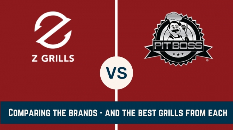 z grills vs pit boss logos on a red background.