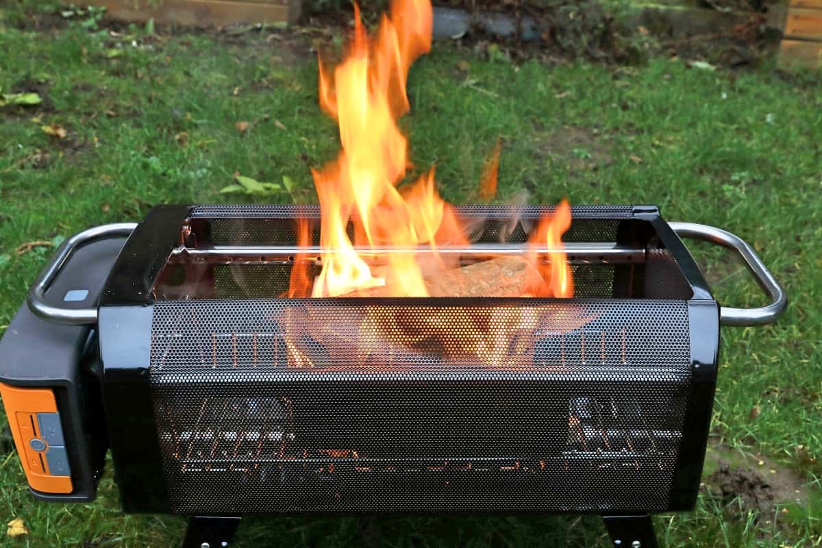 burning wood in the BioLite FirePit+.