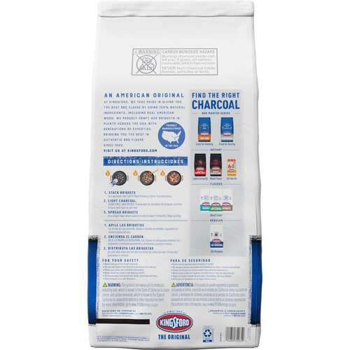 kingsford original charcoal briquettes bag from the rear, isolated on white