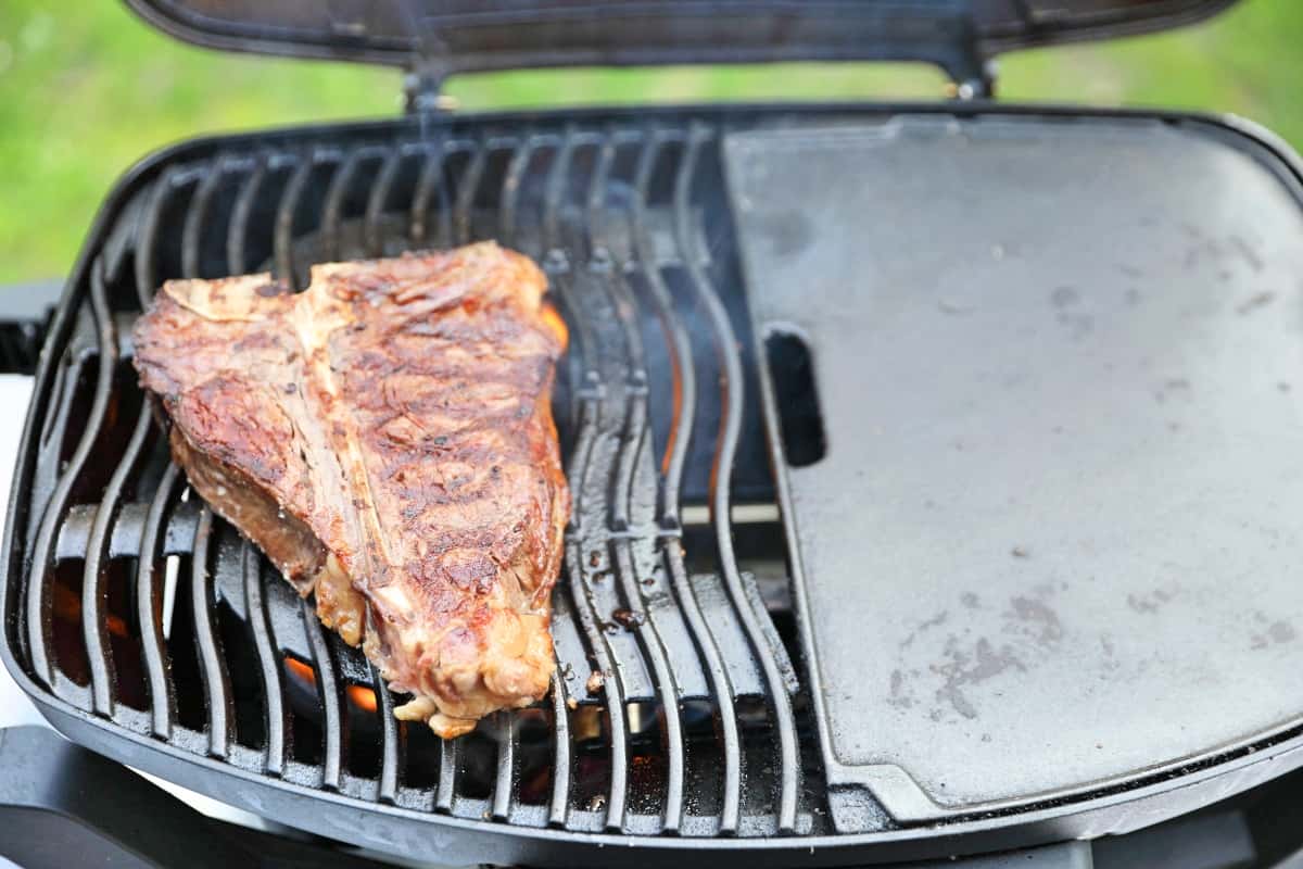 Cooking a steak on the steak on Napoleon pro 285 gas grill
