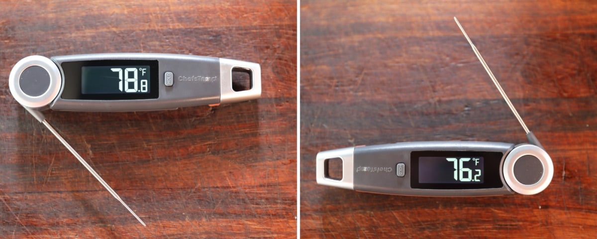 Two photos of the ChefsTemp FinalTouch X10, showing the rotating display
