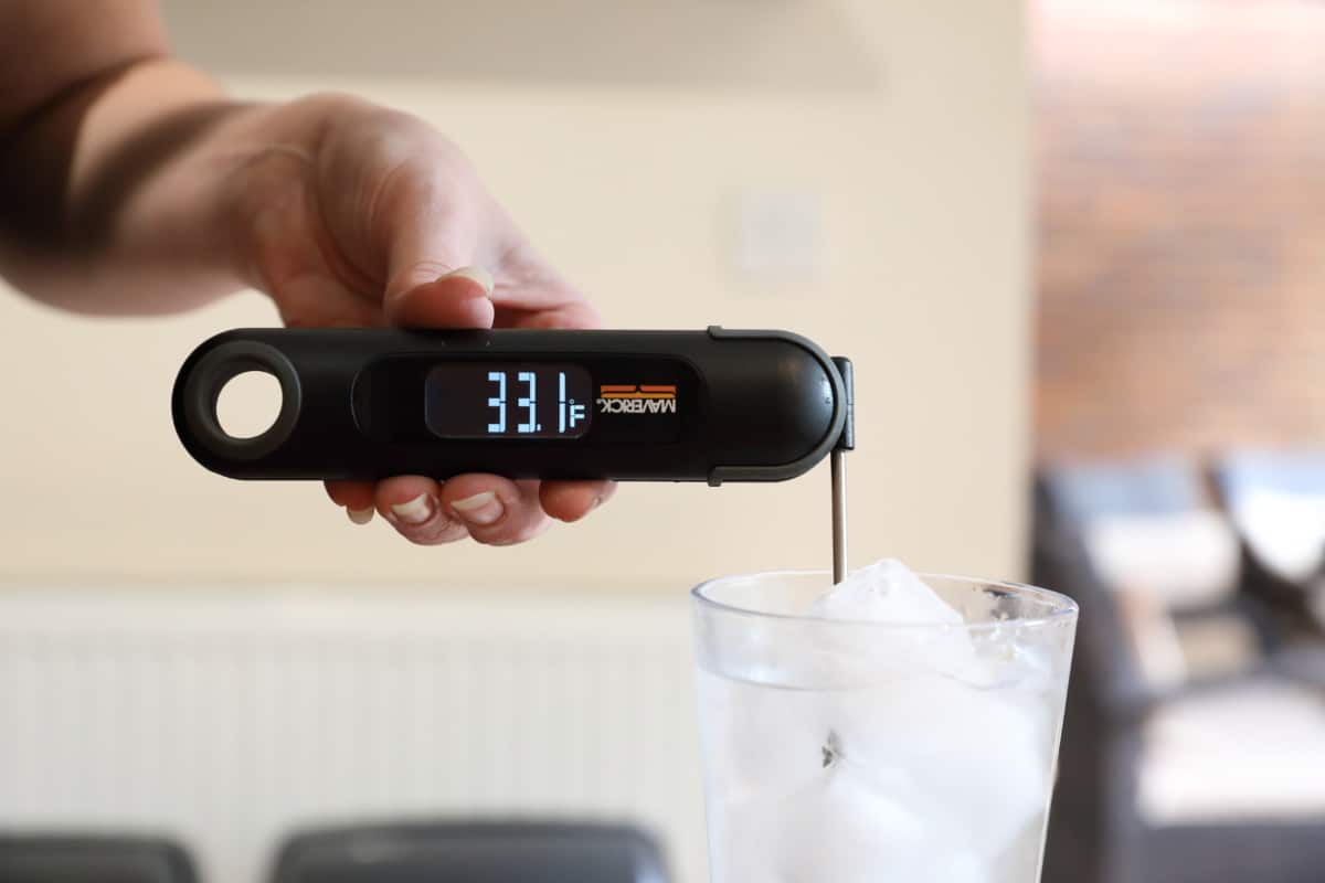 Maverick PT-75 being used to measure the temperature of ice water
