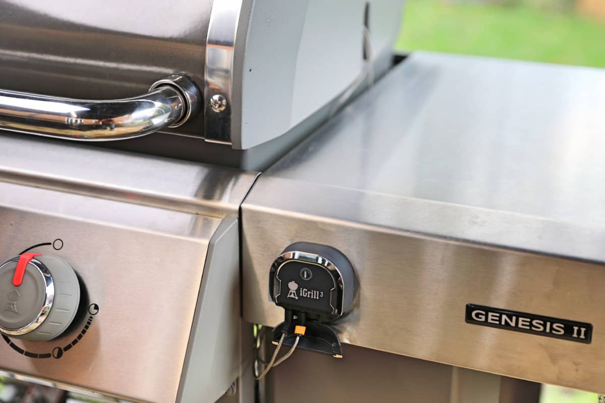 Weber iGrill in use on a Genesis gas grill