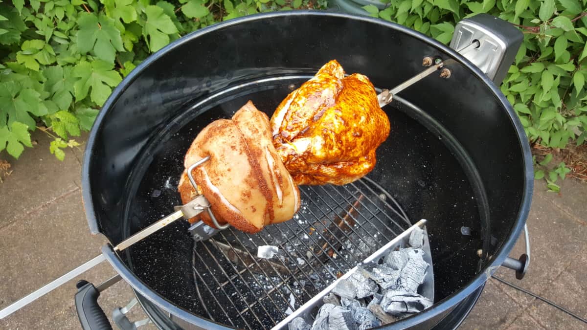 weber rotisserie attachment in the Master Touch grill