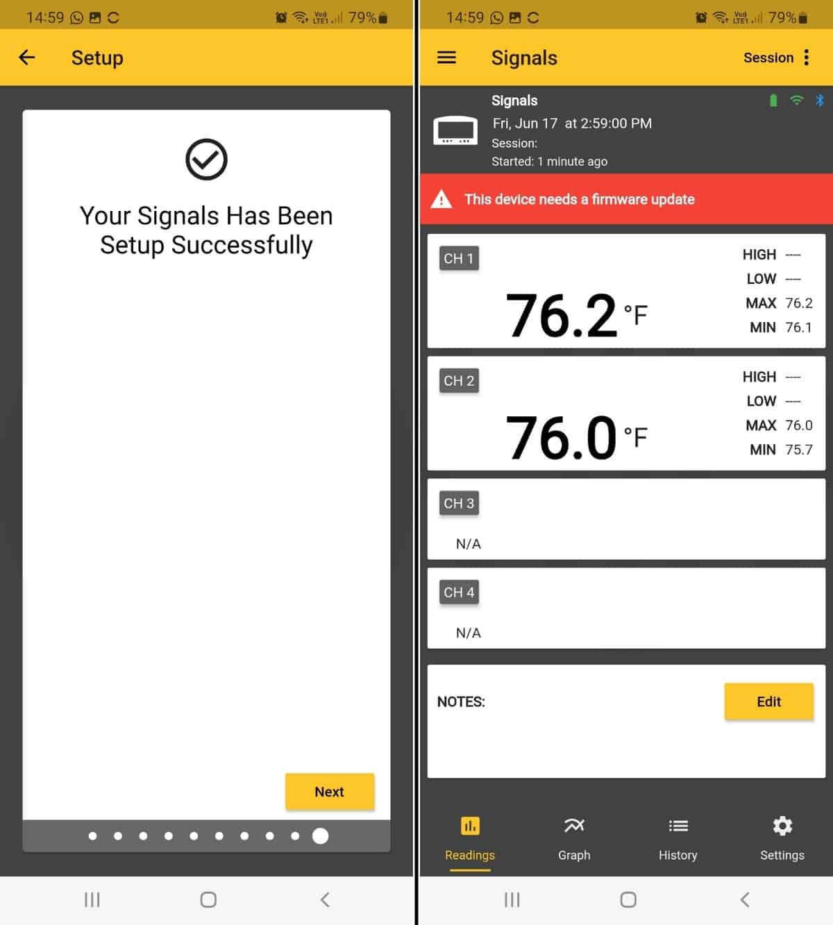 Thermoworks app setup screenshots 7 and 8.