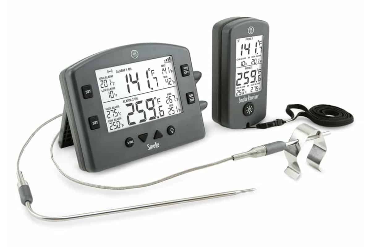The Thermoworks Smoke digital meat thermometer, isolated on whi.