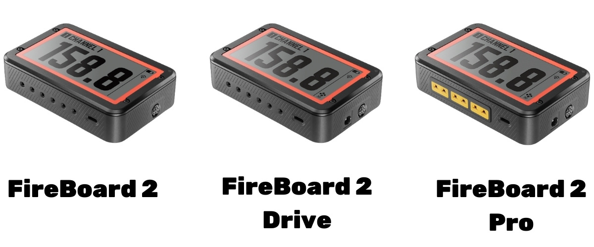 The three different fireboard 2 models isolated onw hite, shoing the different ports on e.