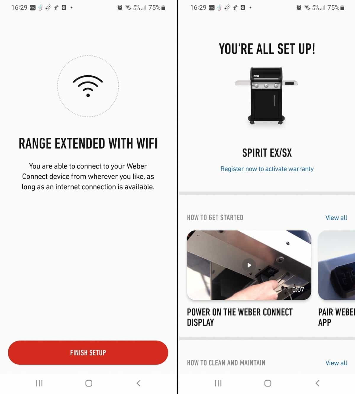 Weber Connect smartphone app Wi-Fi setup steps 3 and 4.