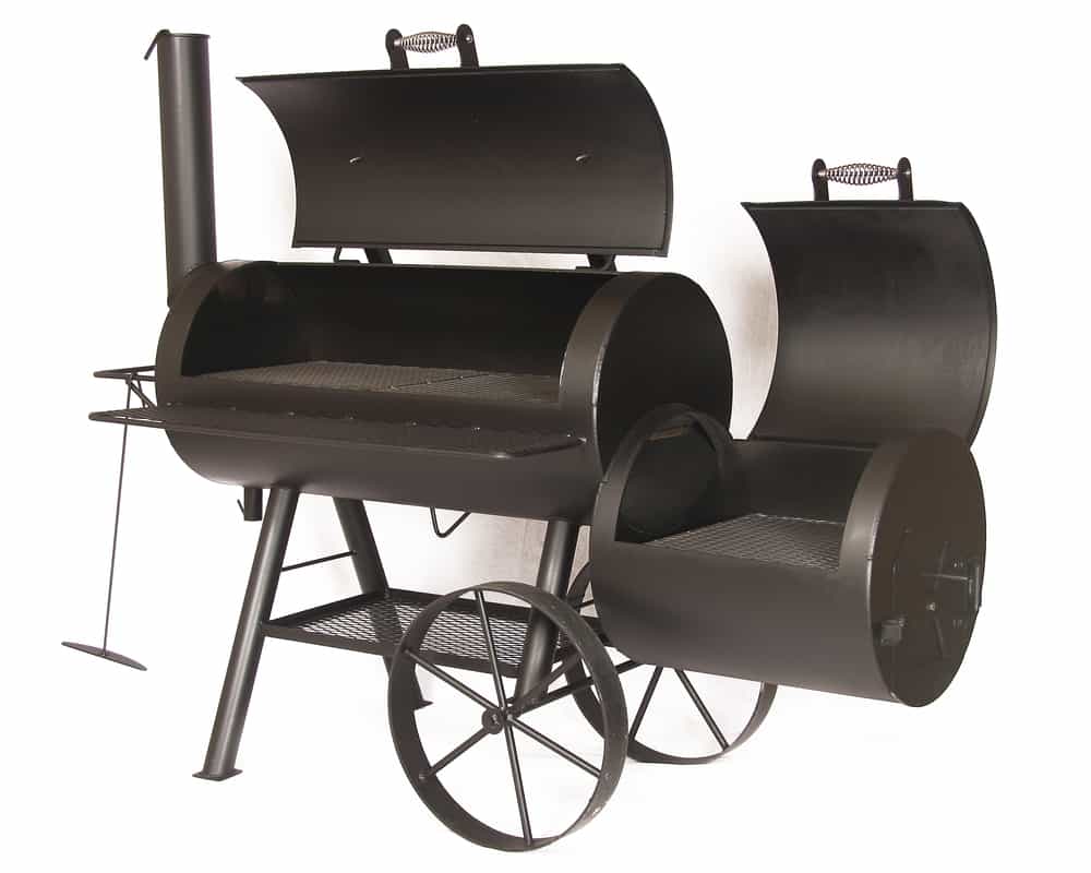 Horizon Smokers 20 Inch RD Special Marshal Smoker photographed from an angle with its lid open, isolated on white