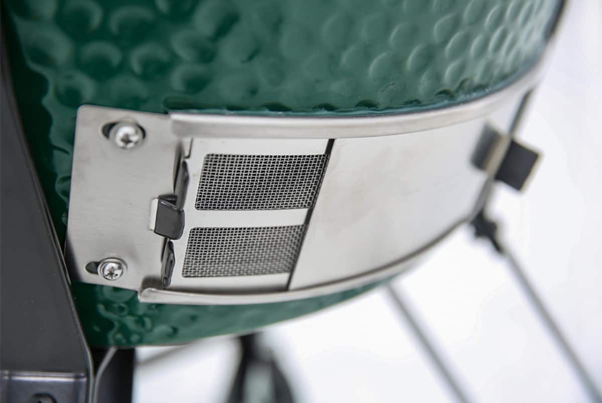 Close up of the XLarge Big Green Egg bottom vent.