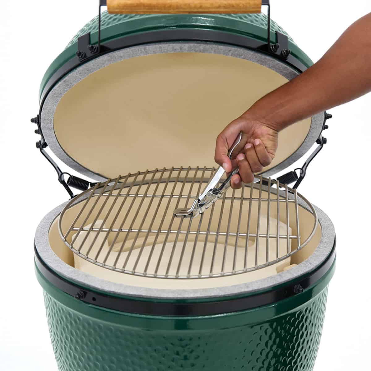 Xlarge Big Green Egg with lid open