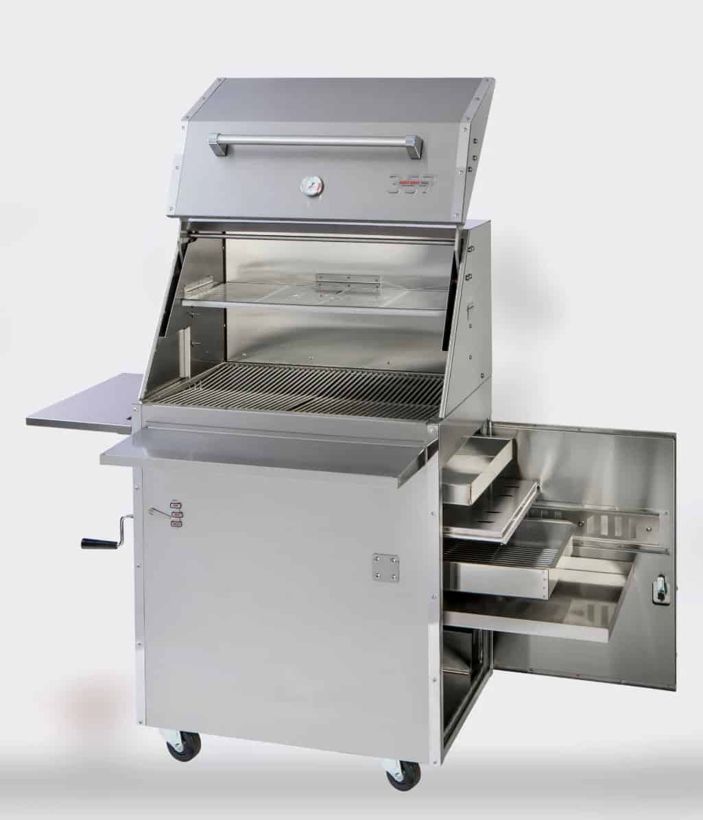 Hasty Bake 357 Pro with lid and all drawers opened