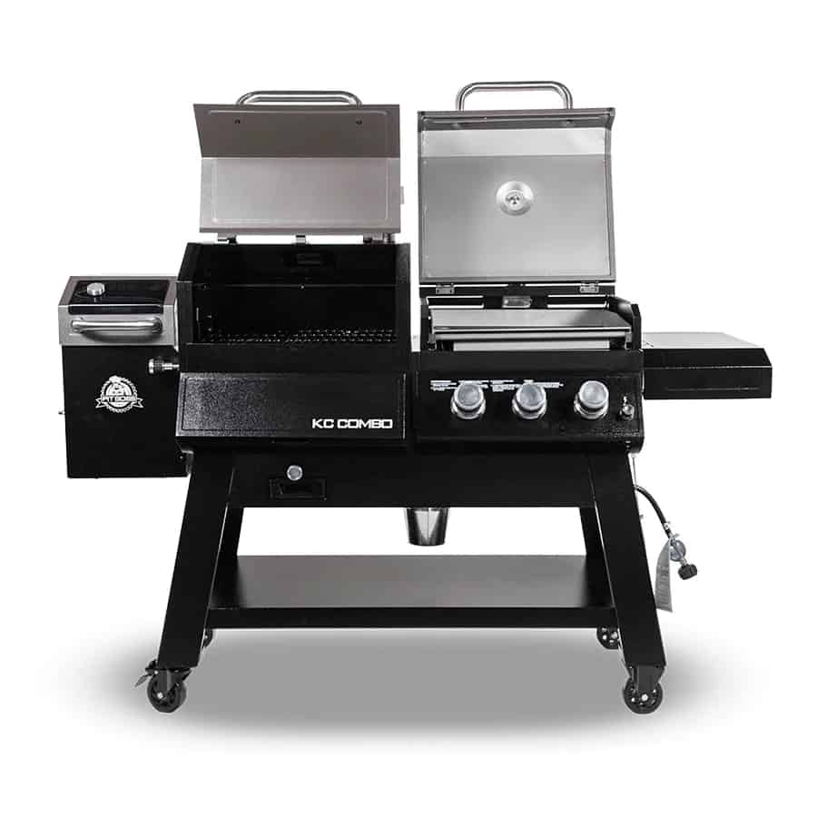 Pit Boss KC Combo grill and smoker with all lids open