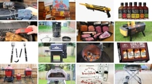 A photo grid of many different BBQ and grilling gift ideas