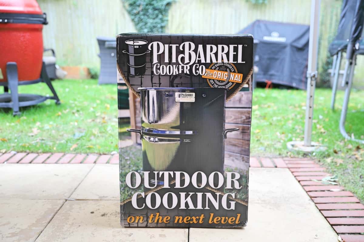 Pit Barrel Cooker in box.