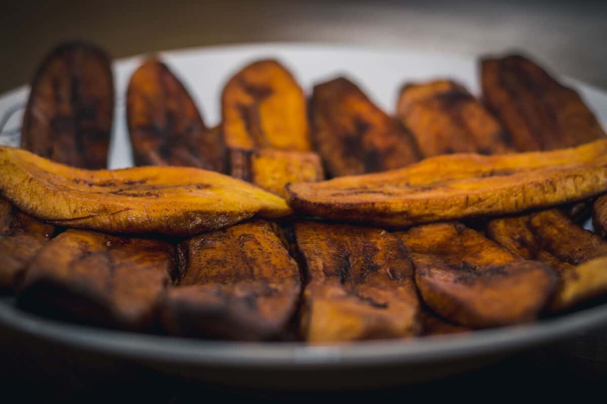 Close up of fried plantain all.